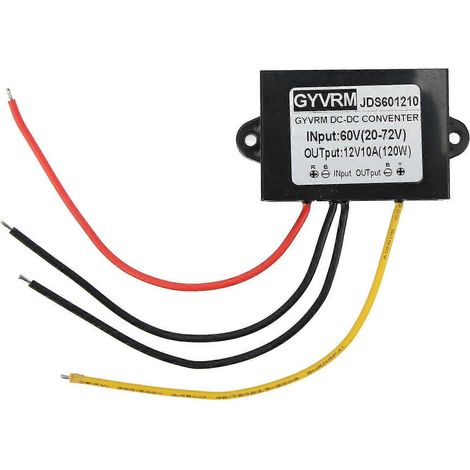 Module convertisseur abaisseur de tension CC étanche IP67, régulateur de tension abaisseur 20–72 V, entrée 12 V, 10 A, 120 W