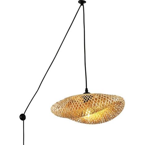 Barcelona Led – Lampe suspendue en osier E27 – Longueur câble 350 cm – Abat-jour en rotin naturel – Éclairage d'ambiance chaleureux (1/5)