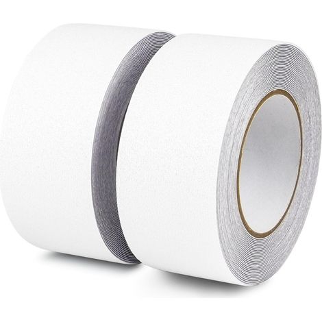 Lot de 2 Transparent Ruban adhésif antidérapant escalier,5cmx10m,Bandes Antidérapantes pour Bois escaliers et Salle de Bain,Clear Antiderapant Autocollant pour Marche escalier Interieur (1/5)