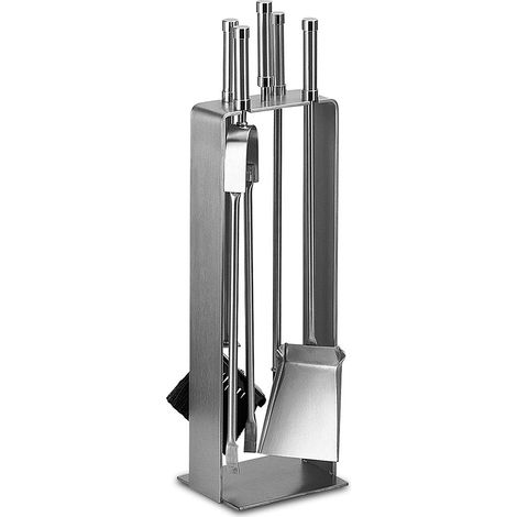 4-teiliges Kaminbesteck elegante Kamingarnitur echt Edelstahl Kaminzubehör Kamin-Set