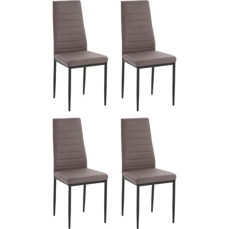 Sandy-Ensemble de 4 chaises de salle à manger rembourrées en cappuccino en PU (1/5)