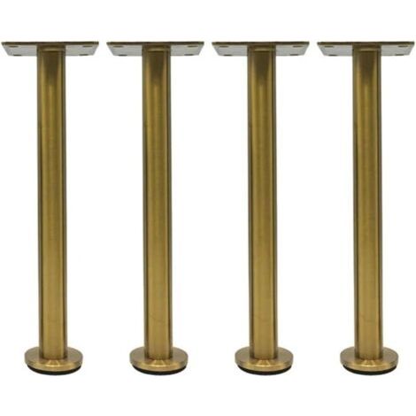 Ede Pieds de canapé réglables en acier inoxydable de 25 cm, pieds d'armoire en métal avec support noir, lot de 4 pieds pour meubles (1/4)