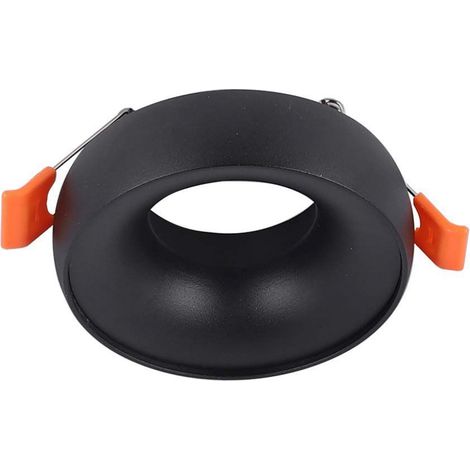 Portalámparas LED empotrable GU10 redondo V-TAC, color negro, reflector negro con soporte inclinado