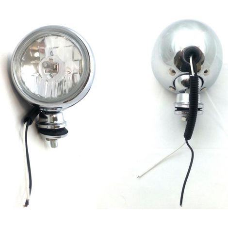 Set mit 2 verchromten, weißen, runden Halogenscheinwerfern, 12 V, für Auto/Überrollbügel/4x4/Jeep/Motorrad, 3,5 Zoll (9 cm)