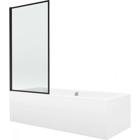 Mexen Cube vasca rettangolare 180 x 80 cm con rivestimento e schermo a 1 anta 80 cm, motivo nero - 550518080X9308007070 (1/5)