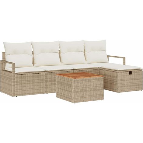 Maison Exclusive - Set Divano da Giardino con cuscino 6 pcs Beige polyrattan (1/5)