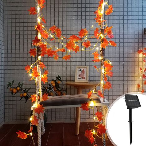 Guirlande Lumineuse Solaire - Feuilles D'érable - 5 M - 50 LED - 8 Modes - Lumière Chaude - Étanche IP65 - Pour Décoration Intérieure Et Extérieure (1/5)