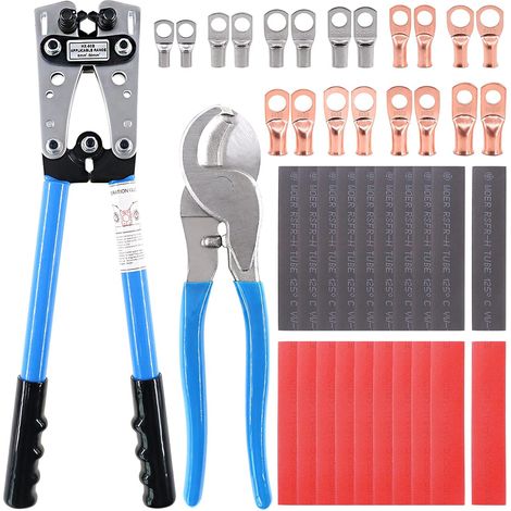 42 cosses à sertir pour câble de batterie avec coupe-câble et cosses de fils, connecteurs de bornes et tubes thermorétractables pour coupe et sertissage de câbles de 10, 8, 6, 4, 2, 1/0 AWG (1/5)