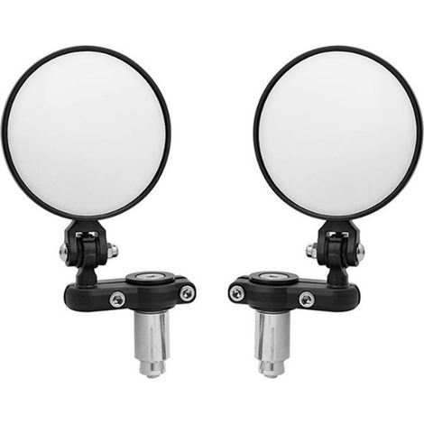 Rétroviseur Barre De Guidon - 22 mm - Convexe Verre - Rotation 360° - Réglable - Pour Moto Scooter Chopper - Noir - Lot de 2 (1/5)