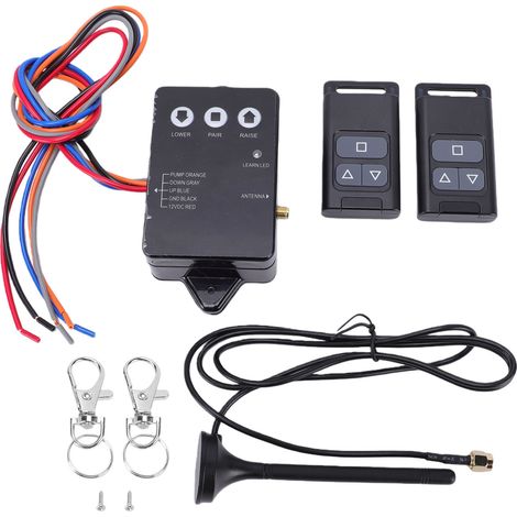 Kit de télécommande de remorque à benne basculante sans fil, Support 3 fils 4 contrôleurs pour pompe hydraulique 12V, treuil de levage et inclinaison. (1/5)