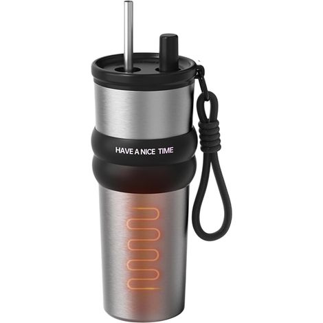 Gobelet isotherme pour voiture – 710 ml – Gobelet thermique avec couvercle et paille Tasse chaude et froide de grande capacité pour camping, sport, pique-nique, pêche, trajet (1/5)
