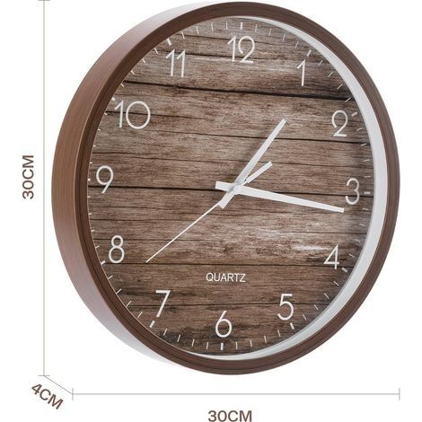 Vintage-Wanduhr in Holzoptik, geräuschlose, batteriebetriebene Quarzuhr mit ansprechendem Design, zur Wanddekoration in Wohnzimmer, Küche, Schlafzimmer, Büro, Schule (1/4)