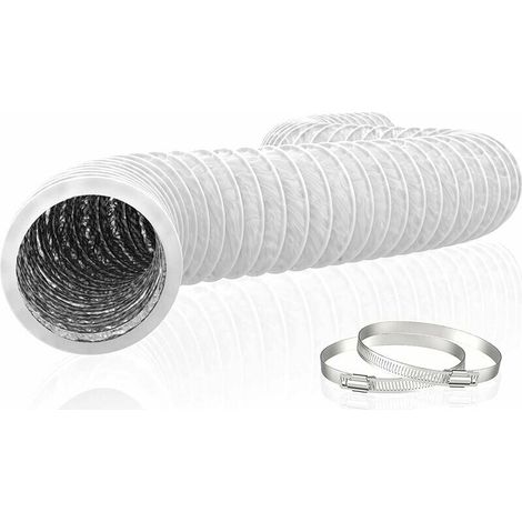 Tubo flessibile di scarico in alluminio e PVC da 150 mm, lunghezza 6 m - Tubo di ventilazione per estrattore d'aria, aria condizionata, asciugatrice (ø150 mm6 m, bianco) - Accessorio per condizionator (1/4)
