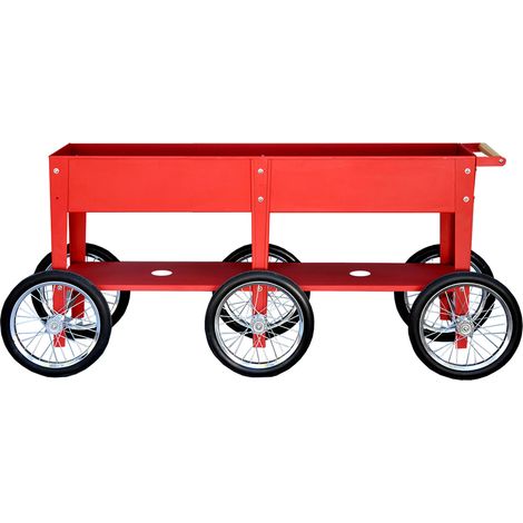 Herstera Garden Métal Lit surélevé Wheels Rouge 186x50x80 cm (1/5)
