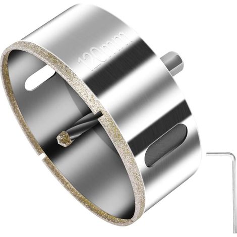 Scie Cloche Diamantée 120 mm, Foret Diamant avec Foret Guidage Central, Scie Cloche Carrelage avec Revêtement de Surface en Diamant pour Coupe de Verre, Carrelage, Céramique, Marbre (1/5)