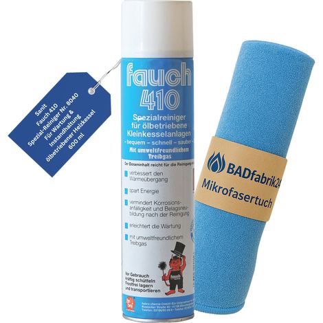 BADfabrik24 Fauch 410 Spezial-Reiniger Nr. 8040  für Öl-Kesselanlagen, Dose 600 ml + Mikrofasertuch