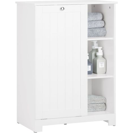 Armario de Baño Mueble de Almacenaje con 1 Cesto para Colada y 3 estantes Blanco 60 x 37 x 86 cm BZR105-W SoBuy ES (1/5)