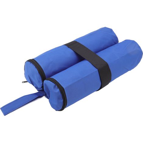 Sac de lestage pour tente avec fixation par bandes auto-agrippantes, idéal pour tonnelles, parasols et abris extérieurs en bleu. (1/5)