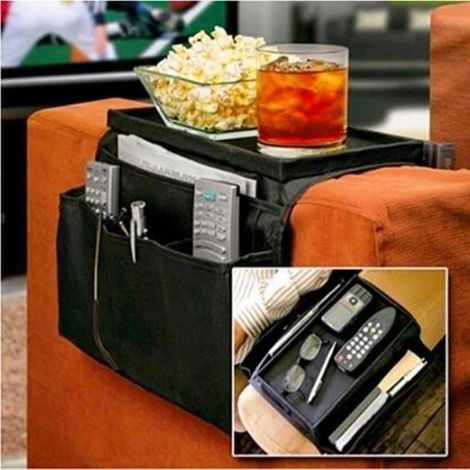 Organisateur pour Accoudoir de Canapé avec Plateau et Pochette en pour iPhone, iPad, Magazine, Livre, Télécommande TV PC313 (1/4)