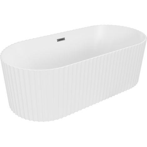 Mexen Paola bañera exenta acanalada 170 x 80 cm, blanco mate, rebosadero metal gun - 52721708001-95 (1/3)