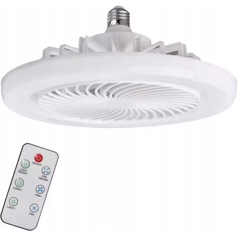 Ventilateur de plafond blanc avec éclairage LED – 3 vitesses – Télécommande – Rotation 360° – Fonctionnement silencieux (1/5)