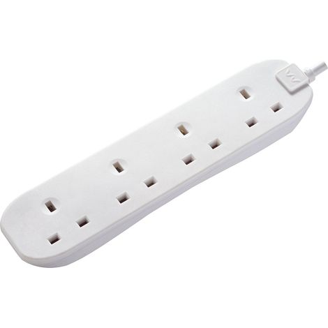 Extension Lead 240 Volt 4 Gang 13 Amp White 5 Metre