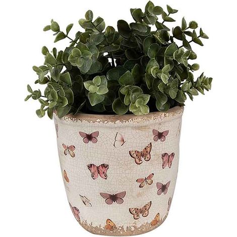 Pot de fleurs rose beige céramique 15x15x14cm (1/4)