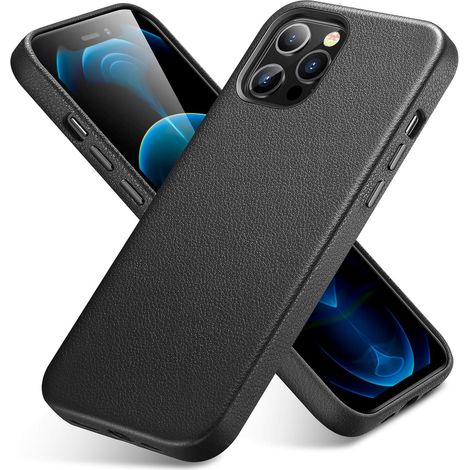 CUSTODIA PER APPLE IPHONE 12 PRO MAX IN SIMILPELLE NERA CON RETRO RIGIDO (1/5)