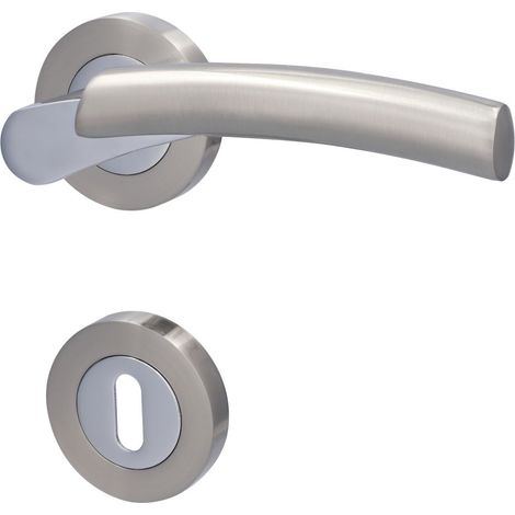 Alpertec Rosettengarnitur Solid 7 Edelstahl silber rund Beschläge