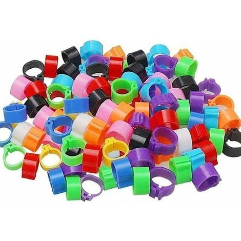 Lot de 100 anneaux d'identification pour pattes d'oiseaux, en plastique, de 8 mm, pour marquage des pigeons, des fermes, des (1/5)