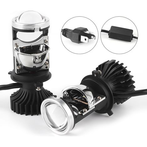 Lot H4 LED Phares 20000LM 90W IP65 Kit Conversion Feux de Route/Croisé avec Lentille Projecteur 12V (1/5)
