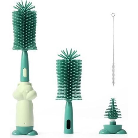 Goupillon Biberon,Ensemble De Brosse Biberon BéBé 3 en 1,Ecouvillon Biberon Silicone Doux,RéSistant Aux Rayures Et Durable,Nettoyeur Biberon pour Nettoyer Les Biberons Et Les Tasses (1/5)