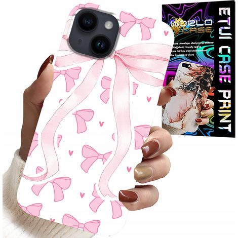 Custodia per iPhone 15 - nastri rosa, motivo alla moda (1/5)