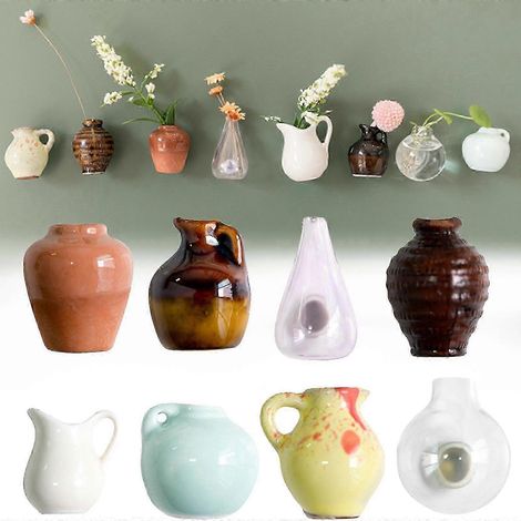 Ensemble de 8 mini vases magnétiques mignons en céramique 3D, aimants pour réfrigérateur, décoration pour bureau et maison ws (1/5)