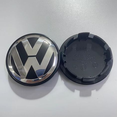 Cache moyeu de roue compatible Volkswagen avec logo Wolfsburg, enjoliveur central jante bombé noir 65 mm, badge voiture pour Passat, Touran, Jetta, 4 pièces (1/2)