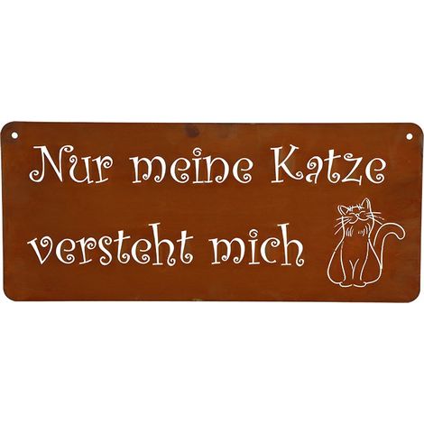 Plaque Décorative Chat en Métal Effet Rouille Décoration Murale Jardin et Maison 15 x 30 cm - PANGIVO (1/2)