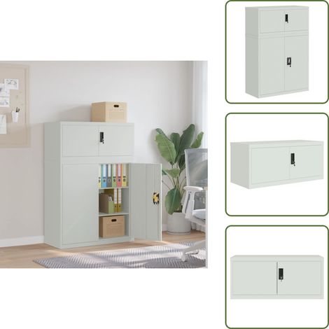 Aktenschrank Hellgrau 90x40x130 cm Stahl - Bürostuhl - Schreibtisch - Aktentasche - Archivschrank - Dokumentensicherung