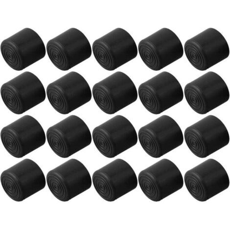 Pack de de 20 embouts de chaise en caoutchouc pour pieds de table de sol, XU, évite les rayures, Matériau PVC noir (22 mm) -