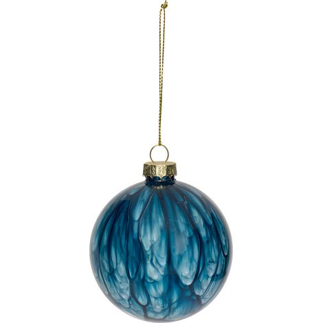 Déco Sapin Boule de Noël en Verre D 8 cm Bleu effet marbre - Feeric Christmas (1/2)