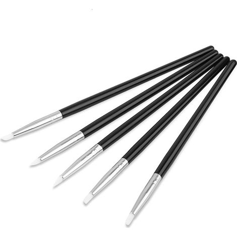 Pinceau Silicone, Lot de 5 Pinceau Silicone Sculpture, Pinceau sculpteur, Pinceaux en Silicone pour Modeler, Pinceau Embout Silicone pour Peintures Acryliques, à l'huile et à la Gouache (1/5)