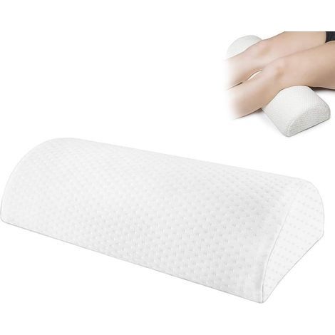 Coussin de Coussin Demi-Lune, Demi-Cylindre Repose-Pieds, Coussin de Repose-Pieds en Mousse à Mémoire de Forme, Oreiller de Pied sous Le Bureau, Repose Pieds Bureau Mousse, Blanc (1/5)