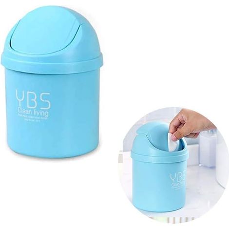 Lot de 2 poubelles, couvercle à bascule, plastique PP, diamètre 13 cm, pour bureau, cuisine, voiture (1/5)