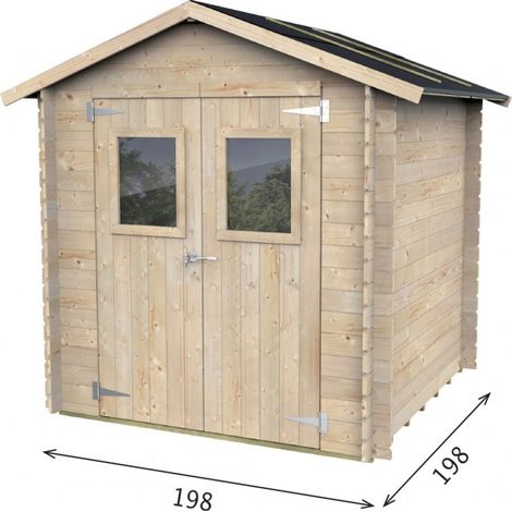 Casetta in legno con porta finestrata deposito da giardino "Made in Italy" -198 x 198 x h 215 cm (1/5)
