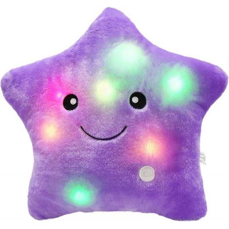 Oreillers en peluche créatifs avec veilleuse LED scintillante et étoiles scintillantes (violet) (1/5)