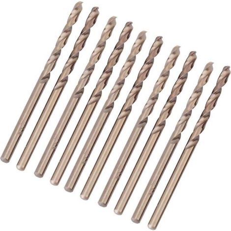 Forets hélicoïdaux en acier rapide cobalt M35 – Lot de 10, diamètre 4,4 mm, pour perceuses électriques et à percussion (1/4)