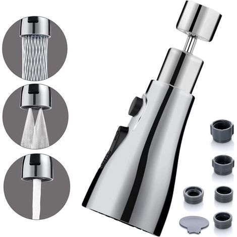 Douchette de robinet de cuisine FM22 M24, aérateur pivotant à 360°, accessoire de pulvérisation, rallonge de robinet d'évier, G1/2, robinets de cuisine à 3 modes, pulvérisateur, adaptateur de robinet, (1/4)