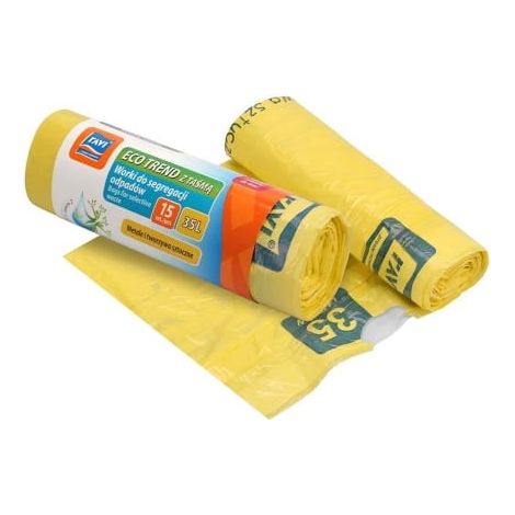 Abfallsortierbeutel für Metalle und Kunststoffe ECO trend gelb 35 l 15 Stück.