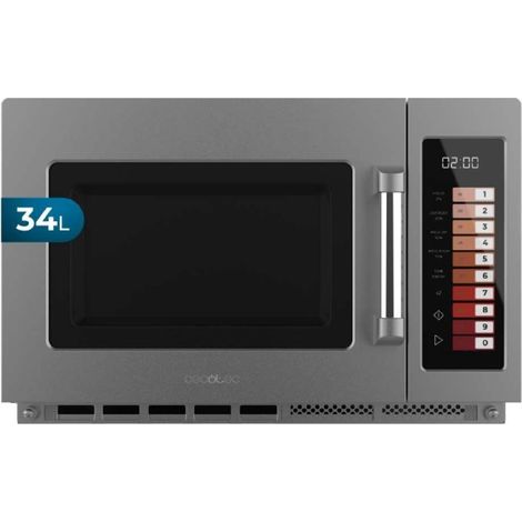 Cecotec FlatPro 3400. Micro-ondes professionnel sans plateau, 34 L. 2 100 W, double magnétron, commandes tactiles, minuteur 60 min.