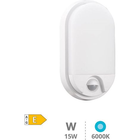 Applique LED ovale Doko con sensore di movimento 15W 6000K Bianco