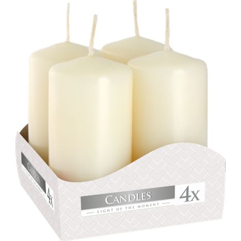 Set de Bougies Piliers 40x80mm (4 pièces) - Ivoire- Vendu par 1 (1/4)